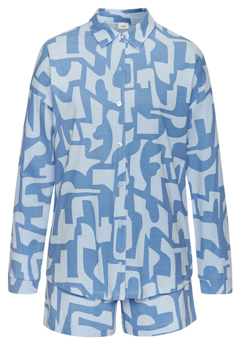 Bild: Shorty von s.Oliver: Pyjama mit Allover-Print. Hemd mit Blusenkragen und Shorts mit Gummizug. Aus weicher Single Jersey-Qualität.