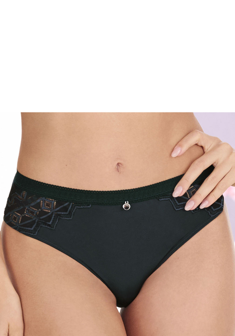Bild: Slip von s.Oliver: Femininer Slip mit hübschem Spitzenbund. Aus weichem Microtouch-Material und graphischer Spitze in transparenter Optik. Mit feinem Accessoire in der vorderen Mitte. Mit eingearbeitetem Baumwollzwickel. Passender BH aus der gleichen Serie erhältlich. Obermaterial: 86% Polyamid, 14% Elasthan.