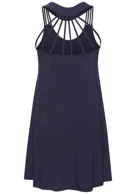 Bild: Strandkleid von s.Oliver: Raffiniertes Jerseykleid von s.Oliver. Kurzer Schnitt. Verspieltes Trägerdetail im Rücken. Weiter Rundhalsausschnitt. Für warme Sommertage. Weicher Jersey.