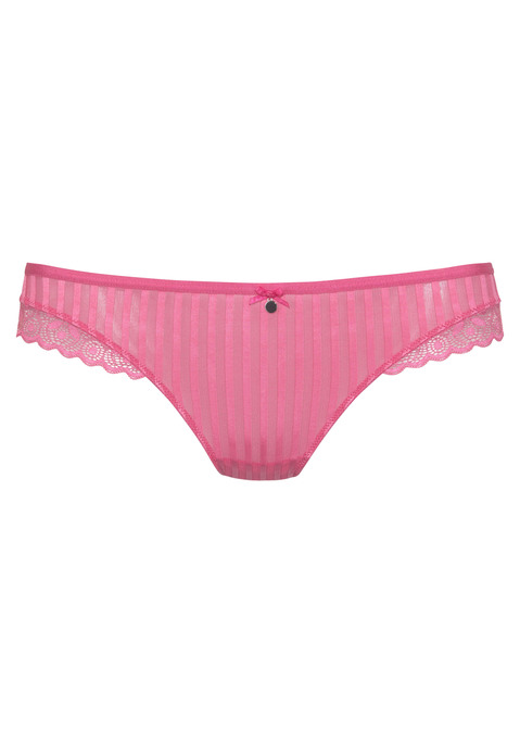 Bild: String von s.Oliver: String in modischer Streifenoptik von s.Oliver. Seitliche Spitzeneinsätze in blumiger Optik. Mit Baumwollzwickel. Aus 78% Polyester, 14% Polyamid, 8% Elasthan.