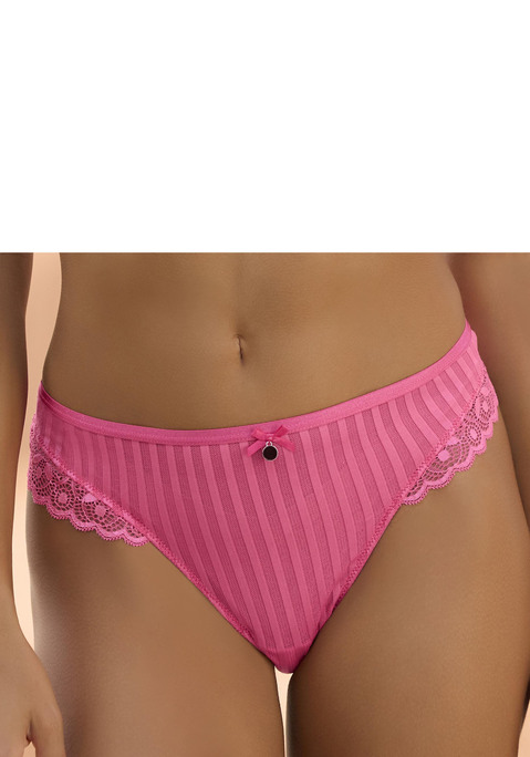 Bild: String von s.Oliver: String in modischer Streifenoptik von s.Oliver. Seitliche Spitzeneinsätze in blumiger Optik. Mit Baumwollzwickel. Aus 78% Polyester, 14% Polyamid, 8% Elasthan.