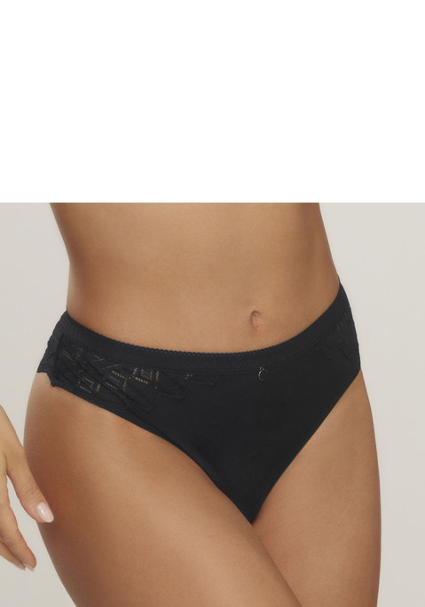 Bild: String von s.Oliver: Traumhafter String mit hübschen Spitzenbund. Aus weichem Microtouch-Material und graphischer, transparenter Spitze. Mit feinem Accessoire in der vorderen Mitte. Mit eingearbeitetem Baumwollzwickel. Passender BH aus der gleichen Serie erhältlich. Obermaterial: 86% Polyamid, 14% Elasthan.