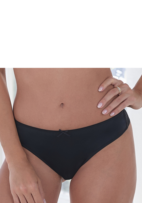 Bild: String von s.Oliver: Verführerischer String. Aus weichem Microtouch-Material und feiner Spitze. Mit feiner Zierschleife in der vorderen Mitte. Mit eingearbeitetem Baumwollzwickel. Passender BH aus der gleichen Serie erhältlich. Aus 85% Polyamid, 15% Elasthan.