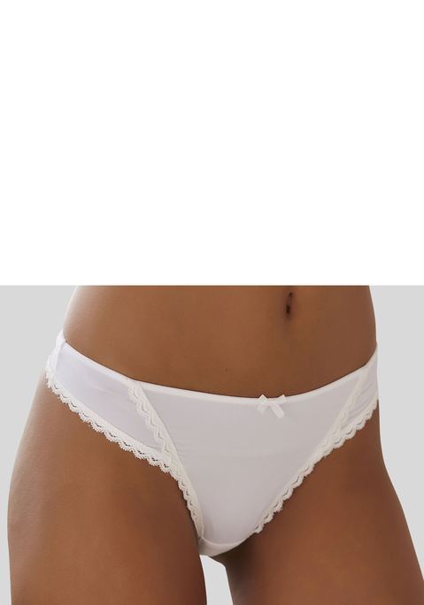 Bild: String von s.Oliver: Klassischer String aus angenehm weichem Material-Mix. Spitzenborten entlang des Bunds und Beinausschnitten. Feine Zierschleife in der vorderen Mitte. Passende BH's aus der gleichen Serie erhältlich. Mit eingearbeitetem Baumwollzwickel. Obermaterial: 85% Polyamid, 15% Elasthan.