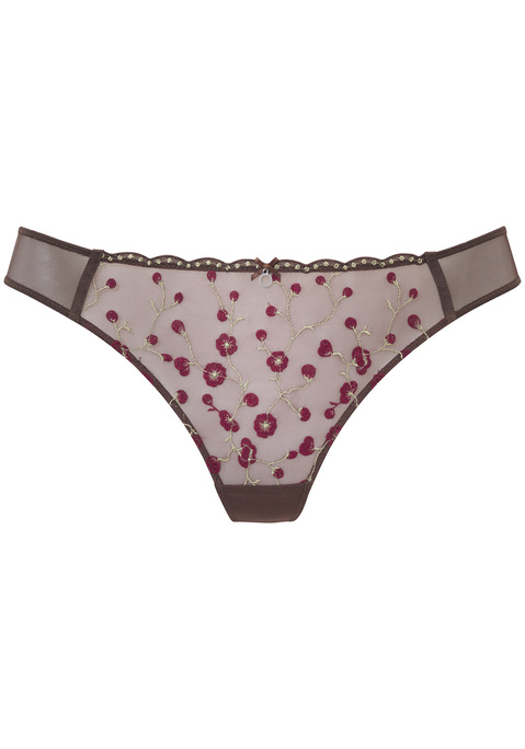 Bild: String von s.Oliver: Mit Stickerei vorne mittig und hinten, aus Mesh. Mit Baumwollzwickel.