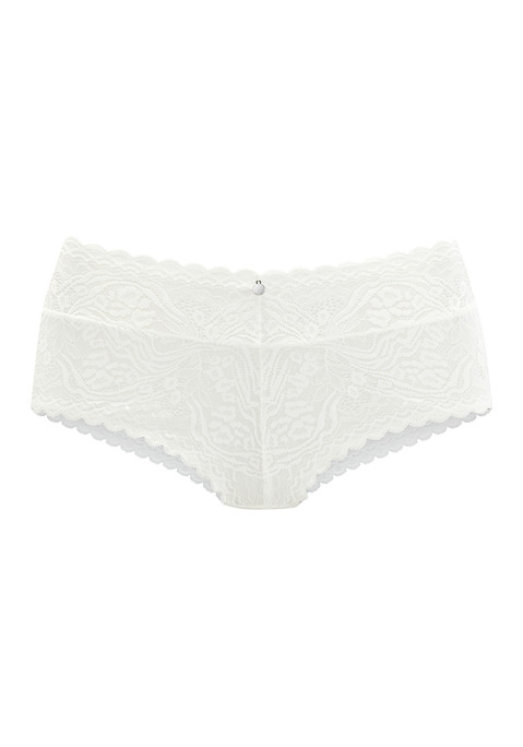 Bild: Stringpanty von s.Oliver: Feminine Stringpanty in abdeckender Schnittform. Rundherum aus dezent transparenter Spitze in blumiger Optik. Mit modischem Accessoire in der vorderen Mitte. Mit eingearbeitetem Baumwollzwickel. Passender Push-up-BH aus der gleichen Serie erhältlich. Obermaterial: 90% Polyamid, 10% Elasthan.