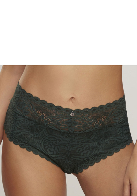 Bild: Stringpanty von s.Oliver: Feminine Stringpanty in abdeckender Schnittform. Rundherum aus dezent transparenter Spitze in blumiger Optik. Mit modischem Accessoire in der vorderen Mitte. Mit eingearbeitetem Baumwollzwickel. Passender Push-up-BH aus der gleichen Serie erhältlich. Obermaterial: 90% Polyamid, 10% Elasthan.