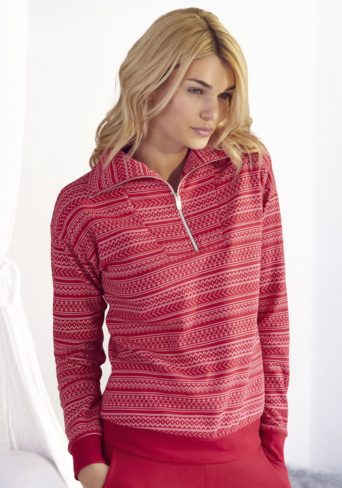 Bild: Sweatshirt von s.Oliver: Sweatshirt von s.Oliver.  Stehkragen mit Reißverschluss. Elastische Bündchen. Aus 65% Baumwolle, 35% Polyester.