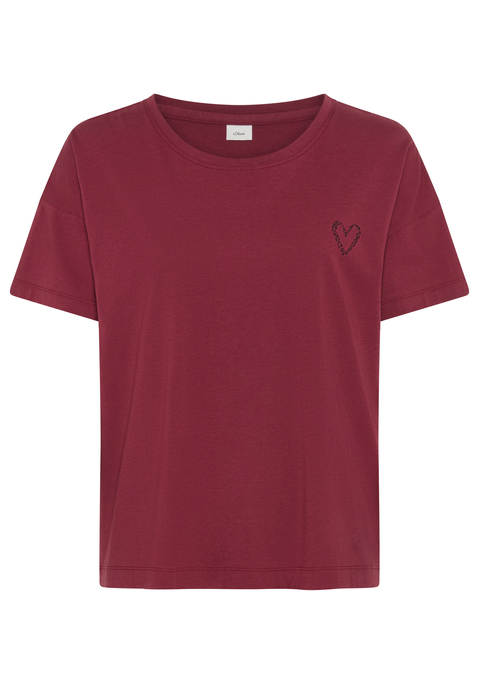 Bild: T-Shirt von s.Oliver: T-Shirt von s.Oliver mit süßem kleinem Herzprint auf der Brust. Modischer Rundhalsausschnitt. Ideal für den Schlaf. Gemütliche Baumwoll-Viskose-Qualität.