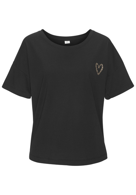 Bild: T-Shirt von s.Oliver: T-Shirt von s.Oliver mit süßem kleinem Herzprint auf der Brust. Modischer Rundhalsausschnitt. Ideal für den Schlaf. Gemütliche Baumwoll-Viskose-Qualität.