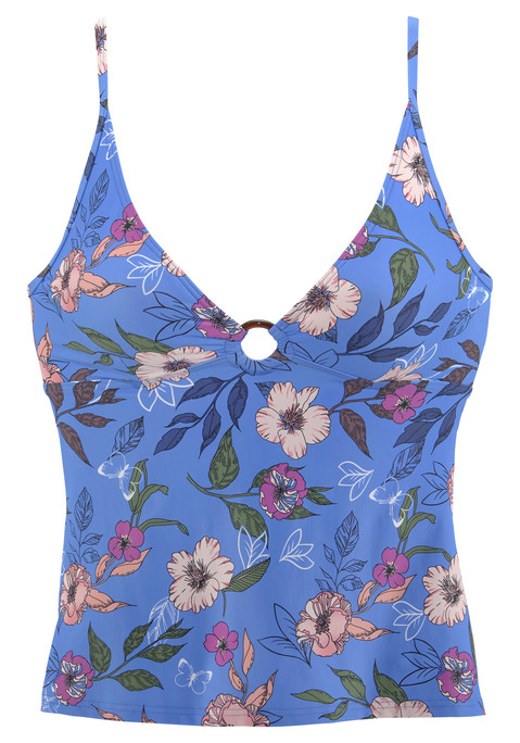 S.OLIVER Tankini-Top Damen blau-bedruckt Gr.34 Cup A/B