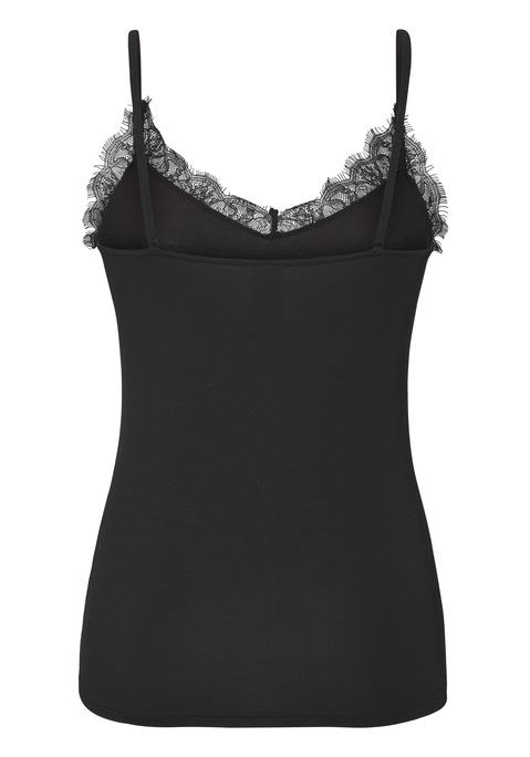Bild: Unterhemd von s.Oliver: Spaghettitop von s.Oliver mit hübscher Spitzenkante am V-Ausschnitt. Verstellbare Träger. Aus elastischer Viskose aus verbesserter Rohstoffbeschaffung.