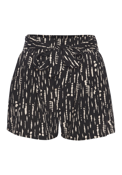 Bild: Webshorts von s.Oliver: Bequeme Shorts von s.Oliver mit tollem Alloverprint und Bindegürtel. Seitliche Eingrifftaschen und lockere Passform. Ideal für sommerliche Casual-Outfits und Strandbesuche. Aus fließender Viskose gewebt.