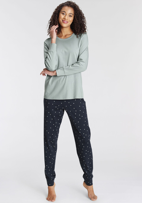 Pyjama von SCHIESSER in navy-mint-altrosa