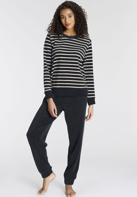 Pyjama von SCHIESSER in navy-weiß