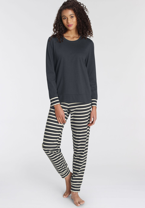 Pyjama von SCHIESSER in navy-weiß