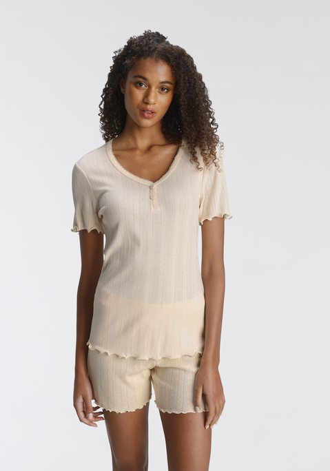 T-Shirt von SCHIESSER in sand-beige