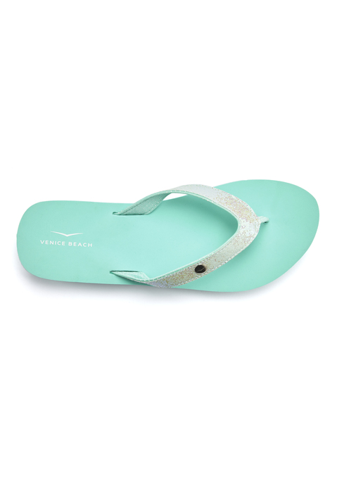 Bild: Badezehentrenner von Venice Beach: Zehentrenner mit wasserabweisender Sohle VEGAN von VENICE BEACH. Hervorragend geeignet für Strand und Pool. Absatzhöhe ca. 3 cm. Obermaterial und Futter aus Textil. Decksohle und Laufsohle aus Synthetik.