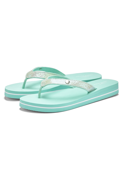 Bild: Badezehentrenner von Venice Beach: Zehentrenner mit wasserabweisender Sohle VEGAN von VENICE BEACH. Hervorragend geeignet für Strand und Pool. Absatzhöhe ca. 3 cm. Obermaterial und Futter aus Textil. Decksohle und Laufsohle aus Synthetik.