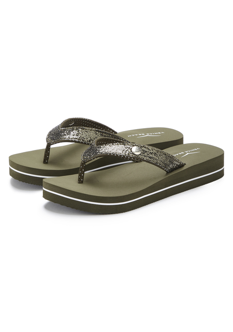 Bild: Badezehentrenner von Venice Beach: Zehentrenner mit wasserabweisender Sohle VEGAN von VENICE BEACH. Hervorragend geeignet für Strand und Pool. Absatzhöhe ca. 3 cm. Obermaterial und Futter aus Textil. Decksohle und Laufsohle aus Synthetik.