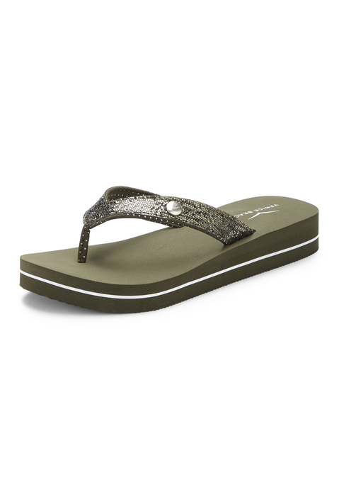 Bild: Badezehentrenner von Venice Beach: Zehentrenner mit wasserabweisender Sohle VEGAN von VENICE BEACH. Hervorragend geeignet für Strand und Pool. Absatzhöhe ca. 3 cm. Obermaterial und Futter aus Textil. Decksohle und Laufsohle aus Synthetik.