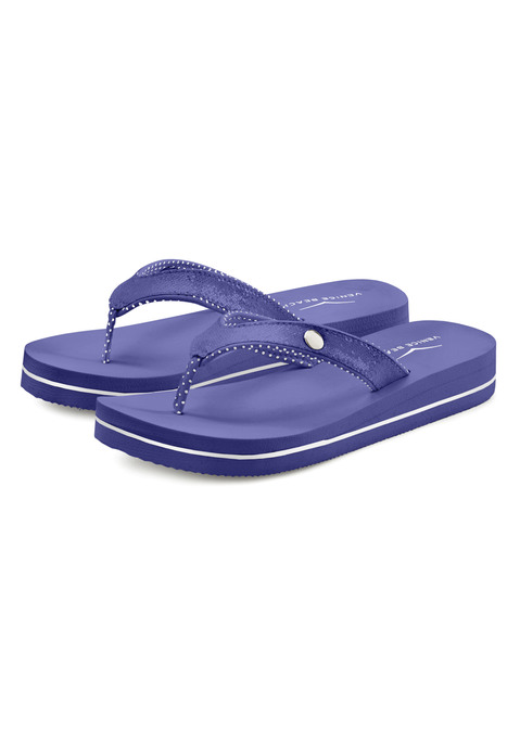 Bild: Badezehentrenner von Venice Beach: Zehentrenner mit wasserabweisender Sohle VEGAN von VENICE BEACH. Hervorragend geeignet für Strand und Pool. Absatzhöhe ca. 3 cm. Obermaterial und Futter aus Textil. Decksohle und Laufsohle aus Synthetik.