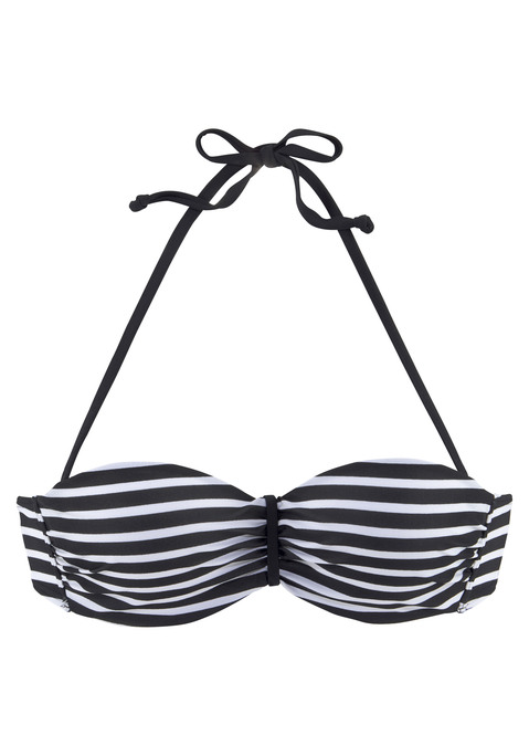 VENICE BEACH Bandeau-Bikini-Top Damen schwarz-weiß-gestreift Gr.34 Cup E