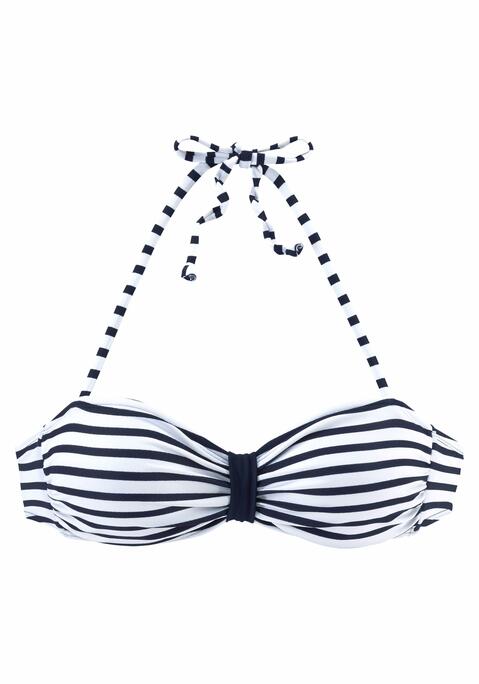 VENICE BEACH Bandeau-Bikini-Top Damen weiß-marine-gestreift Gr.32 Cup A/B