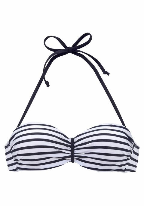 VENICE BEACH Bandeau-Bikini-Top Damen weiß-marine-gestreift Gr.34 Cup D