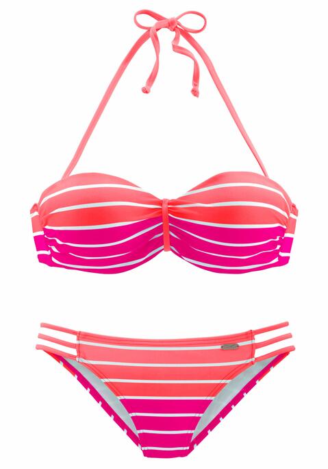 VENICE BEACH Bügel-Bandeau-Bikini Damen pink-gestreift Gr.38 Cup E