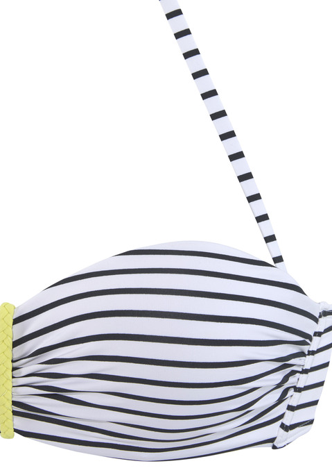VENICE BEACH Bügel-Bandeau-Bikini-Top Damen schwarz-weiß-limette Gr.34 Cup B