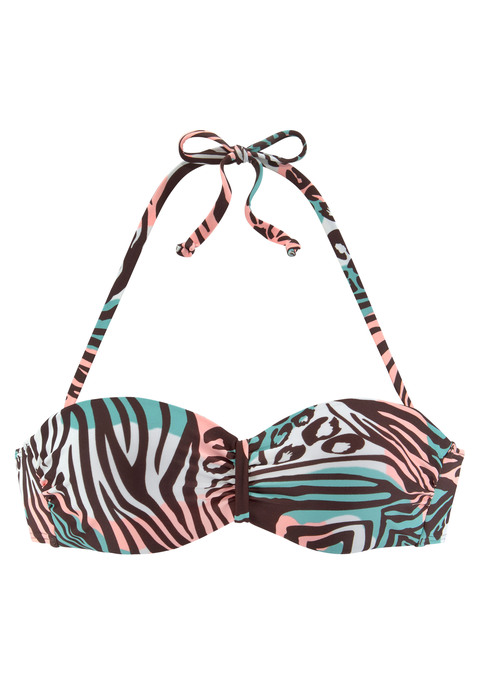 VENICE BEACH Bügel-Bandeau-Bikini-Top Damen türkis-bedruckt Gr.34 Cup C