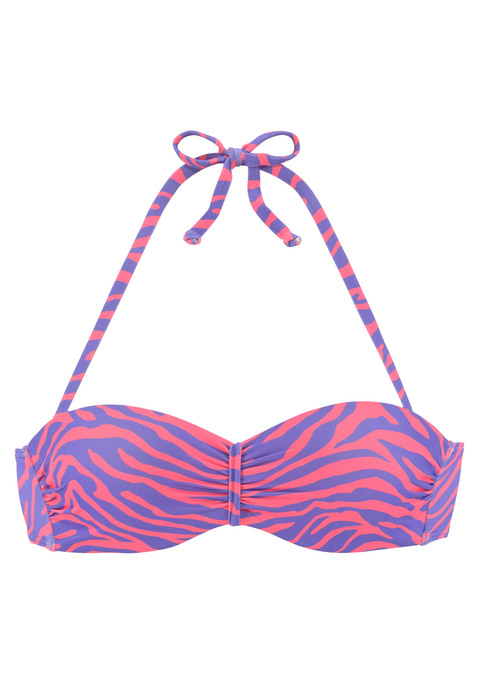 VENICE BEACH Bügel-Bandeau-Bikini-Top Damen violett-koralle Gr.34 Cup D