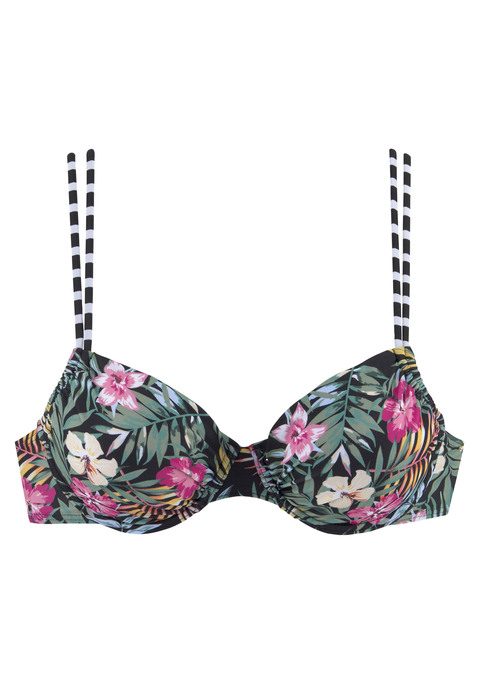 VENICE BEACH Bügel-Bikini-Top Damen schwarz-bedruckt Gr.36 Cup D