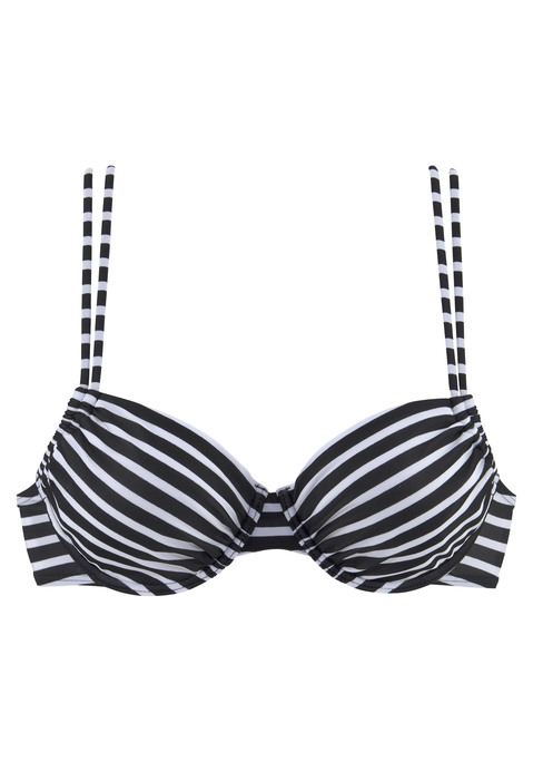 VENICE BEACH Bügel-Bikini-Top Damen schwarz-weiß-gestreift Gr.36 Cup F