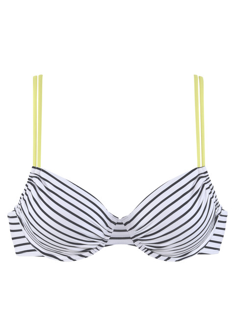 VENICE BEACH Bügel-Bikini-Top Damen schwarz-weiß-limette Gr.36 Cup D