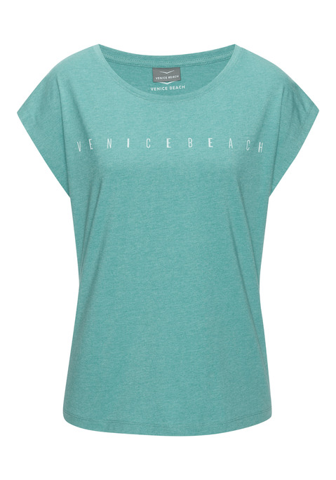 Bild: Kurzarmshirt von Venice Beach: Modisches wie relaxtes Shirt von Venice Beach. Print vorn als schönes Markenstatement. Körperumspielende Passform auch dank überschnittener Ärmel. Klassischer Rundhalsausschnitt. Schön für die Freizeit. Pflegeleichte Baumwollware.