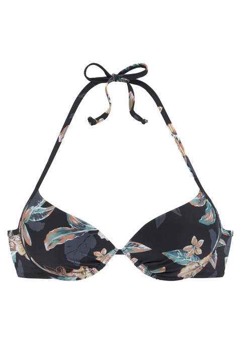 VENICE BEACH Push-Up-Bikini-Top Damen schwarz-bedruckt Gr.34 Cup B