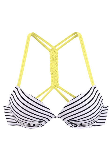 VENICE BEACH Push-Up-Bikini-Top Damen schwarz-weiß-limette Gr.34 Cup C