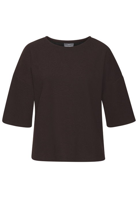 Bild: Rundhalsshirt von Venice Beach: Unifarbenes Rundhalsshirt von Venice Beach. Mit halblangen, überschnittenen Ärmeln und lockerem Oversize-Fit. Hüftlang mit geradem Saum. Vielseitig kombinierbar mit Shorts oder Hosen. Strukturierte Sweatware.