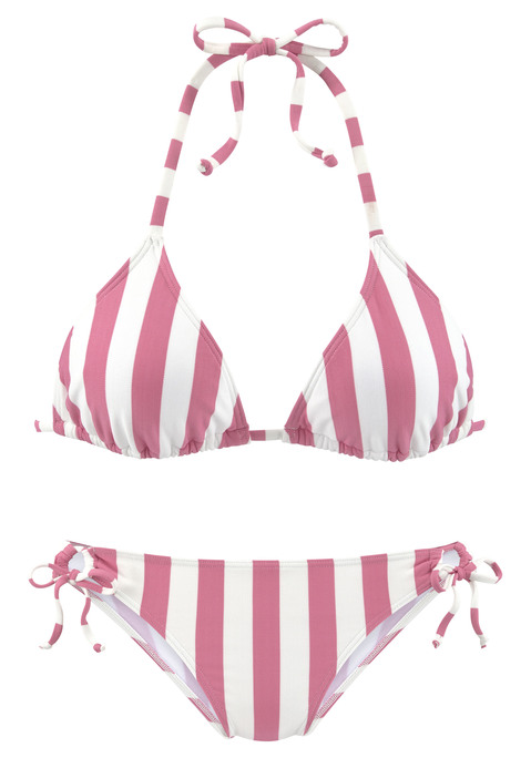 VENICE BEACH Triangel-Bikini Damen rosa-weiß Gr.34 Cup C/D