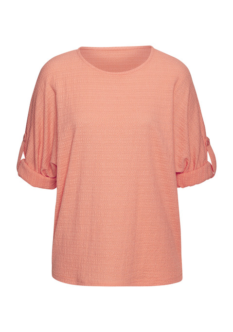 Bild: 2-in-1-Shirt von Vivance: Shirt von Vivance mit Krempelärmeln. Der Knopfriegel an den Ärmeln ermöglicht unterschiedliche Tragevarianten. Leicht abgerundeter Saum. Normel geschnitten. Pflegeleichte, bügelfreie Crêpeware.