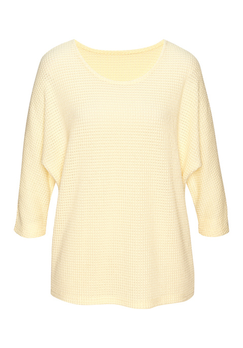 Bild: 3/4-Arm-Shirt von Vivance: Langarmshirt von Vivance mit leicht transparenter Waffelstruktur. Rundhalsausschnitt. Locker fallende Passform. Pflegeleichte Qualität mit recyceltem Polyester.