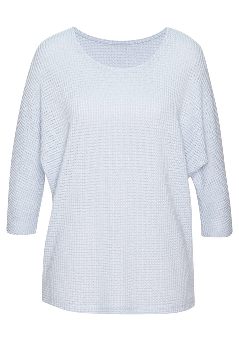 Bild: 3/4-Arm-Shirt von Vivance: Langarmshirt von Vivance mit leicht transparenter Waffelstruktur. Rundhalsausschnitt. Locker fallende Passform. Pflegeleichte Qualität mit recyceltem Polyester.