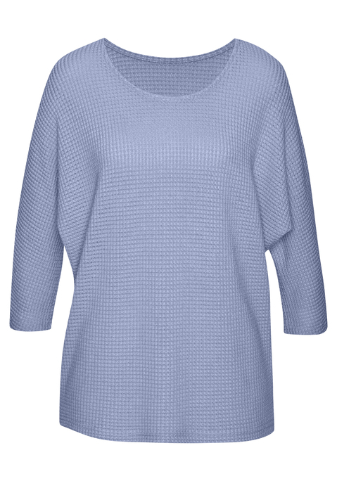 Bild: 3/4-Arm-Shirt von Vivance by Lascana: Langarmshirt von Vivance mit leicht transparenter Waffelstruktur. Rundhalsausschnitt. Locker fallende Passform. Pflegeleichte Qualität mit recyceltem Polyester.