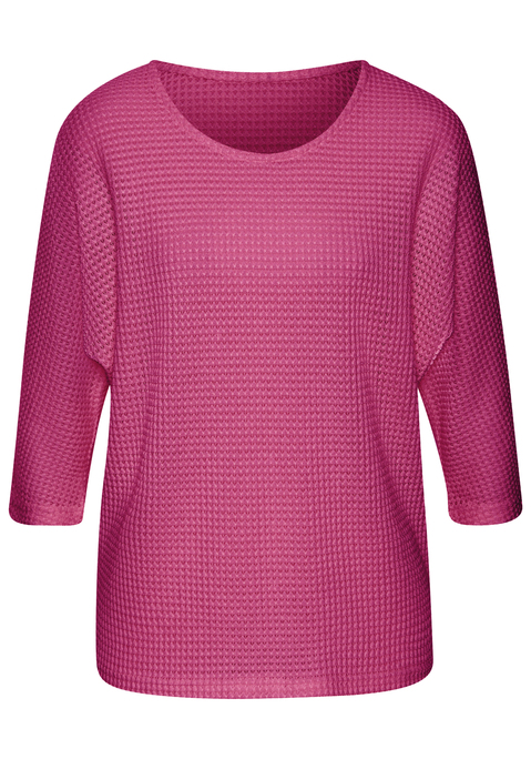 Bild: 3/4-Arm-Shirt von Vivance: Langarmshirt von Vivance mit leicht transparenter Waffelstruktur. Rundhalsausschnitt. Locker fallende Passform. Pflegeleichte Qualität mit recyceltem Polyester.