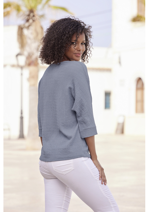 Bild: 3/4-Arm-Shirt von Vivance: 3/4-Arm-Shirt von Vivance für Damen. Mit weit geschnittenen Fledermausärmeln. Saumabschluss leicht gerundet. Strukturierte und trageangenhme Qualität aus Crêpe.