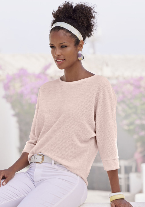 Bild: 3/4-Arm-Shirt von Vivance: 3/4-Arm-Shirt von Vivance für Damen. Mit weit geschnittenen Fledermausärmeln. Saumabschluss leicht gerundet. Strukturierte und trageangenhme Qualität aus Crêpe.