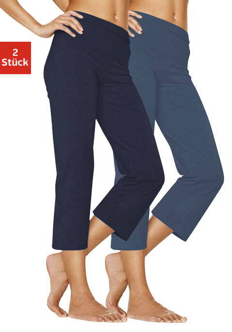 Bild: Caprihose von Vivance Active by Lascana: Diese Caprihose von Vivance im praktischen 2er-Pack überzeugt durch ihren hohen Tragekomfort und ihre bequeme Passform. Gefertigt aus 95 % Baumwolle und 5 % Elasthan, bietet sie ein angenehmes Tragegefühl sowie optimale Bewegungsfreiheit und einen guten Sitz.