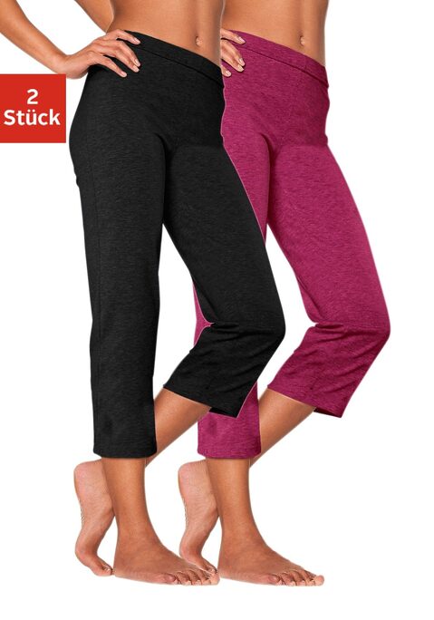 Bild: Caprihose von Vivance Active by Lascana: Diese Caprihose von Vivance im praktischen 2er-Pack überzeugt durch ihren hohen Tragekomfort und ihre bequeme Passform. Gefertigt aus 95 % Baumwolle und 5 % Elasthan, bietet sie ein angenehmes Tragegefühl sowie optimale Bewegungsfreiheit und einen guten Sitz.